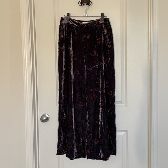 Ett:twa by Anthropologie Jessie Pants - Dark Floral Velvet Wide-Leg Palazzo - Picture 3 of 6